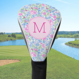 Lady Golfer Pink Blue Preppy Custom Initial Ladys Golf Headcover