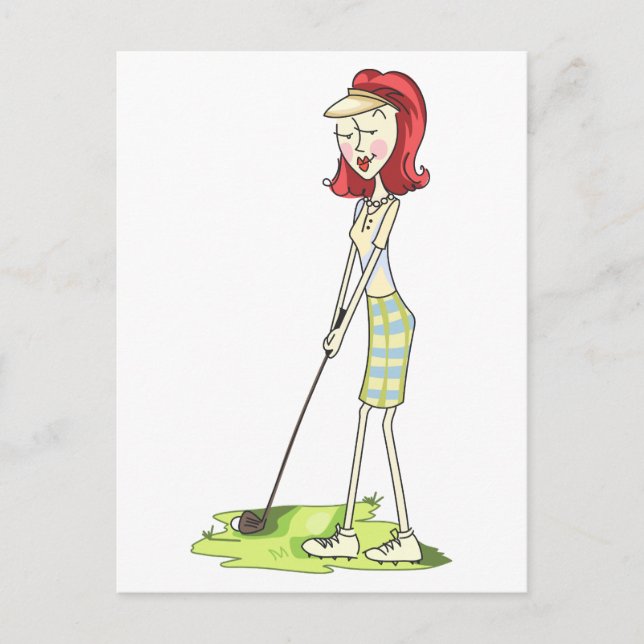 Lady Golfer Postkarte (Vorderseite)
