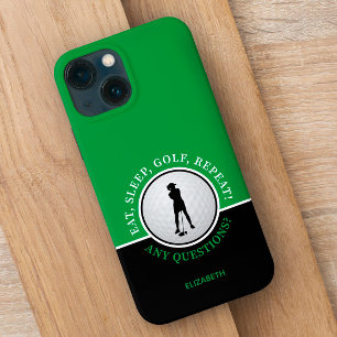 Lady Golfer Silhouette Golf Ball Black Green Sport Case-Mate iPhone Hülle
