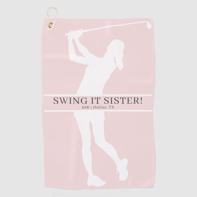 Lady Golfer Silhouette Personalized Monogram Golfhandtuch (Vorderseite)