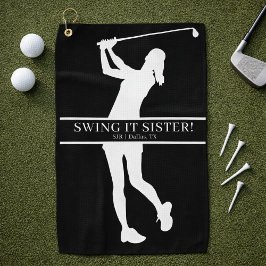 Lady Golfer Silhouette Personalized Monogram Golfhandtuch
