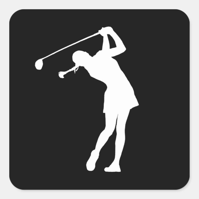 Lady Golfer Silhouette Sticker Black (Vorderseite)
