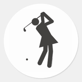 Lady-golfer-T Runder Aufkleber