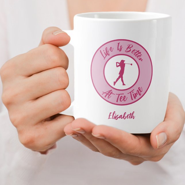 Lady Golfer T-Shirt Zeitname Sportsender Spaß Funn Jumbo-Tasse (Lady Golfer Tee Time Name Sports Humor Funny Pink Giant Coffee Mug)