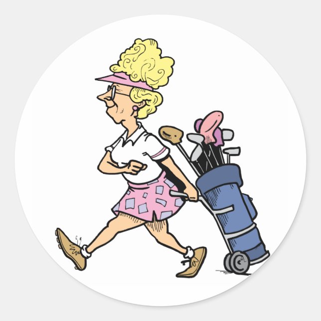 Lady Golfer Tshirts und Geschenke Runder Aufkleber (Vorderseite)
