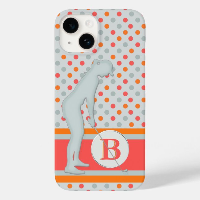 Lady Golfer Unique Polka dots Monogramm Case-Mate iPhone Hülle (Rückseite)