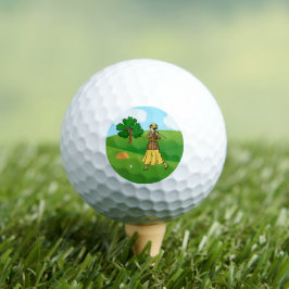 Lady Golfer Vorbereitung zum T-Shirt Golfball
