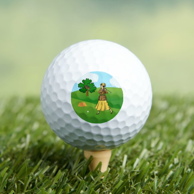 Lady Golfer Vorbereitung zum T-Shirt Golfball (Insitu T-Shirt)