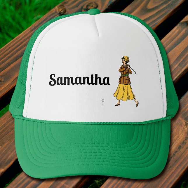 Lady Golfer Vorbereitung zum T-Shirt Truckerkappe (Von Creator hochgeladen)