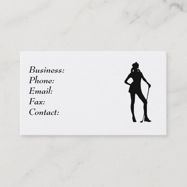 Lady Golfer White Business Card Vorlage Visitenkarte (Vorderseite)