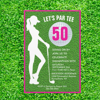Lady Green-Themed Golf zum Geburtstag Einladung
