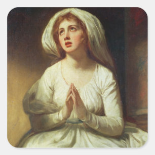 Lady Hamilton Praying Quadratischer Aufkleber