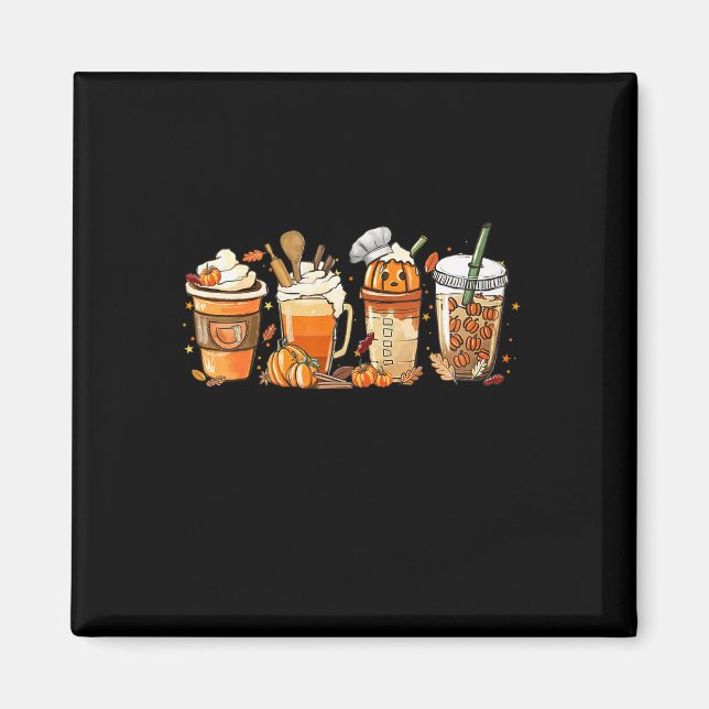 Lady Happy Fall Coffee Pumpkin Latte Erntedank Magnet (Vorne)