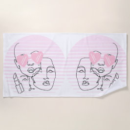 LADY HEAD LINE ART STRANDTUCH