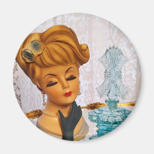 Lady Head Vase Blue Rose Parfüm Flaschenglam Magnet