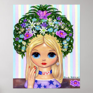 Lady Head Vase Liebe 1960er Blythe Blume Child Poster
