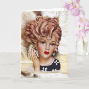 Lady Head Vase Sassy Spiral Hair Schönheit in Schw Karte