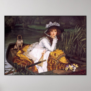 Lady & Her Pet Mops in einem Boot von James Tissot Poster