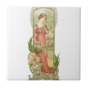 Lady im Gewächshaus Fliese