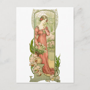 Lady im Gewächshaus Postkarte