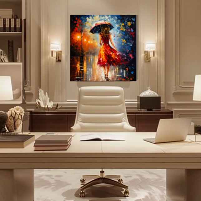 Lady im Regen Leinwanddruck (For Illustration Purposes Only.
Actual Size May Vary.)