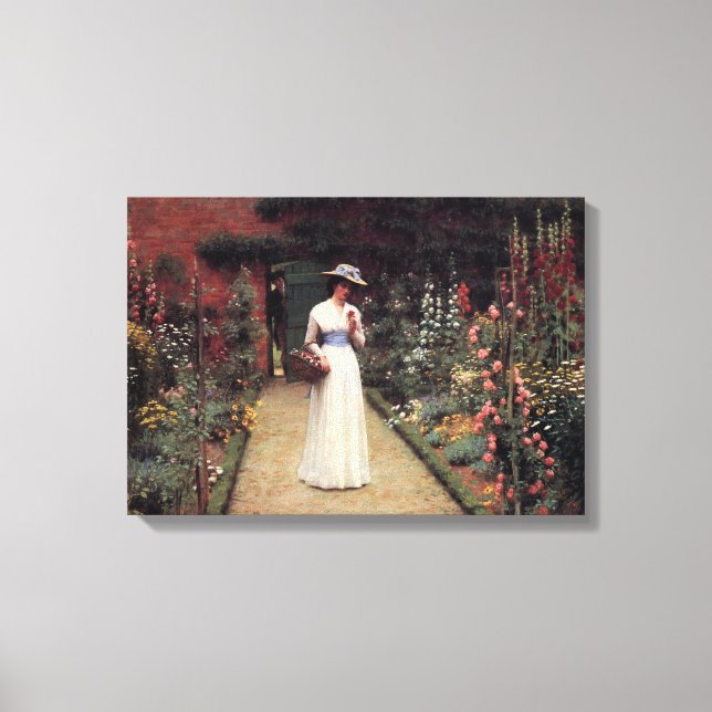 Lady in a Garden Painting by Leighton Leinwanddruck (Vorderseite)