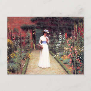 Lady in a Garden Postcard Postkarte