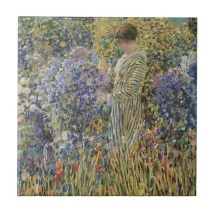 Lady in a Garden von Frederick Frieseke, Fine Art Fliese