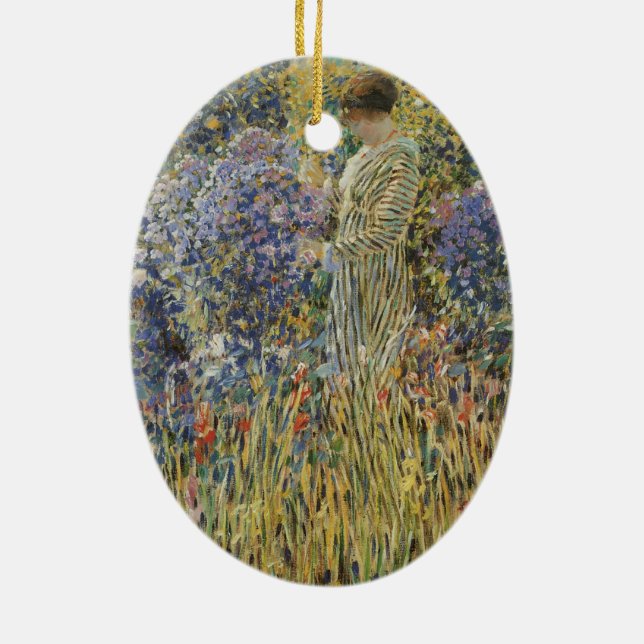Lady in a Garden von Frederick Frieseke, Fine Art Keramik Ornament (Hinten)