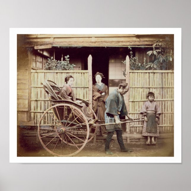 Lady in a Rickshaw, c.1890s (farbiges Foto) Poster (Vorne)