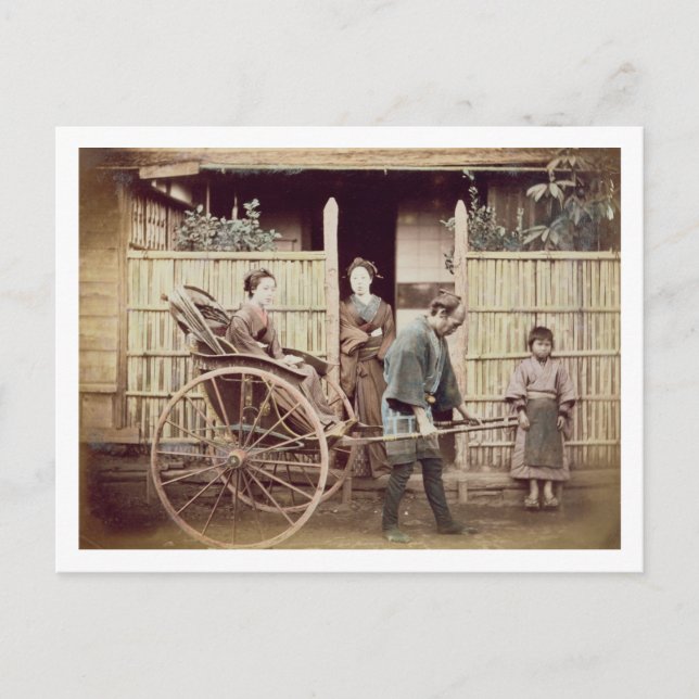 Lady in a Rickshaw, c.1890s (farbiges Foto) Postkarte (Vorderseite)