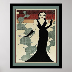 Lady in Black Dress ca. 1931 Art Deco Poster