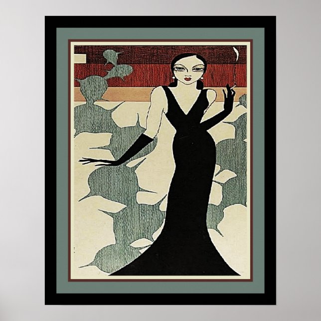 Lady in Black Dress ca. 1931 Art Deco Poster (Vorne)