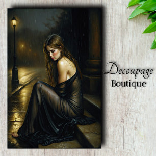 Lady in Black Gotische Romantik Dekupage Seidenpapier