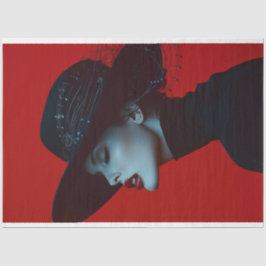 Lady in Black Musiknote Crimson Cadence Decoupage Seidenpapier