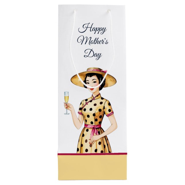 Lady in Cheongsam Kleid mit Polka Dots Geschenktas Geschenktüte Für Weinflaschen (Rückseite)