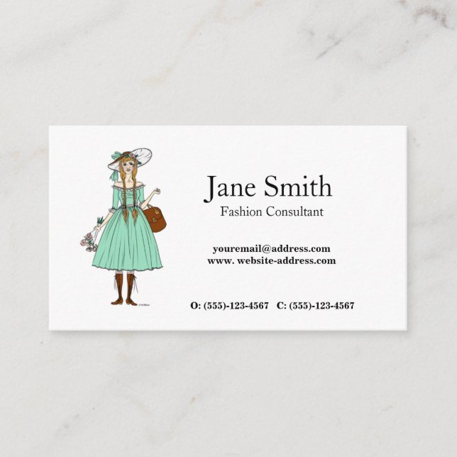Lady in Dress Fashion Stylist Consultant Schneiden Visitenkarte (Vorderseite)