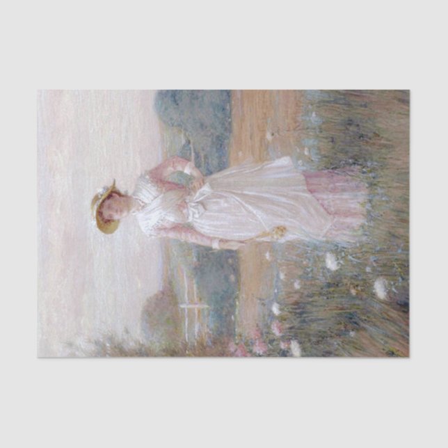 Lady in einem Bereich von Blume von Frederick Diel Seidenpapier (Vorderseite)