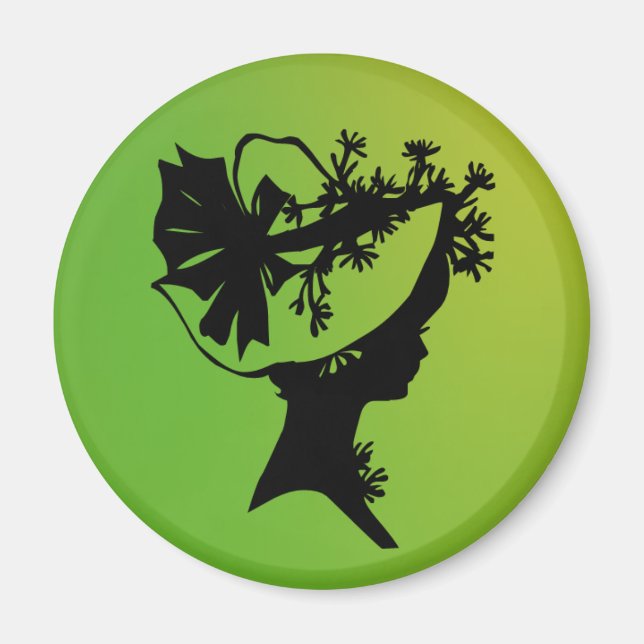 Lady in einem Bonnet 20 Green AH2010 Magnet (Vorne)