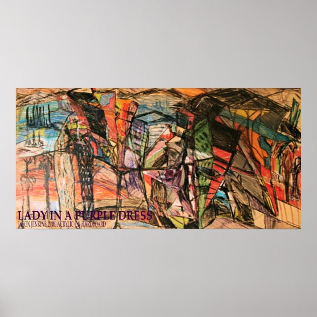 Lady in einem Lila Kleid Poster (Vorne)