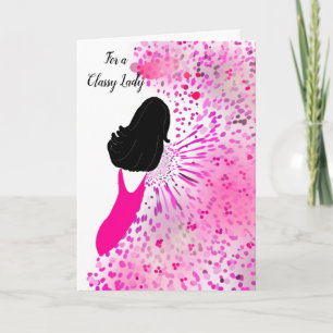Lady in einem rosa Kleid Karte