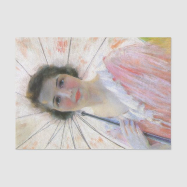 Lady in einem rosa Kleid mit Sonnenschirm (Robert  Seidenpapier (Vorderseite)