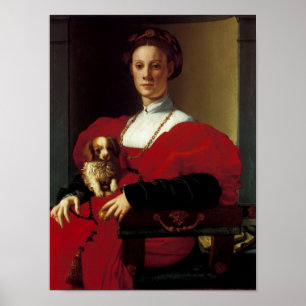 Lady in einem roten Kleid Poster