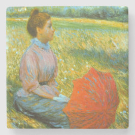 Lady in einer grünen Wiese Steinuntersetzer