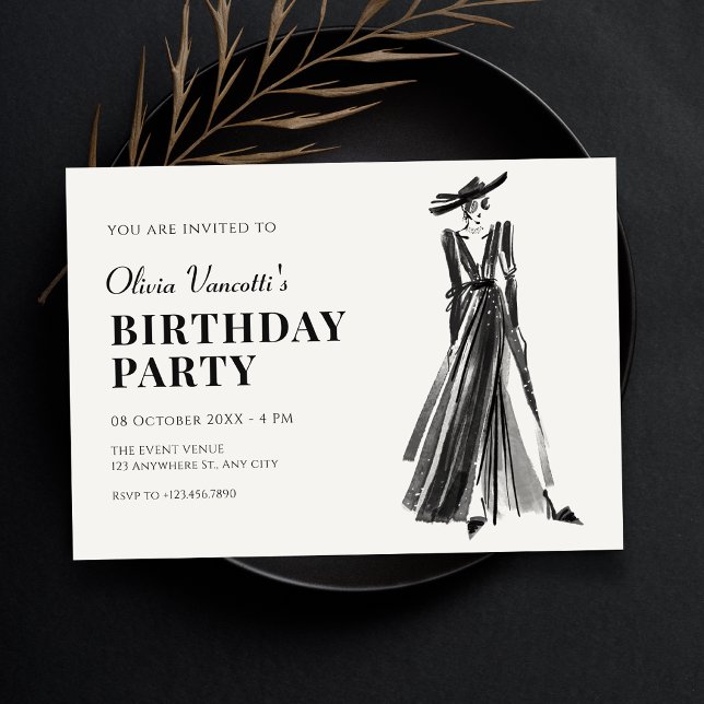 Lady in Elegant Geburtstag Einladung (Von Creator hochgeladen)