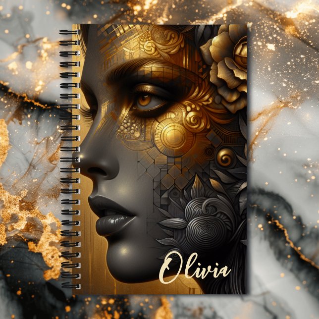 Lady in Gold Ethereal Art Personalisiert Notizbuch (Von Creator hochgeladen)