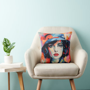 Lady in Hat Fauvism Kissen