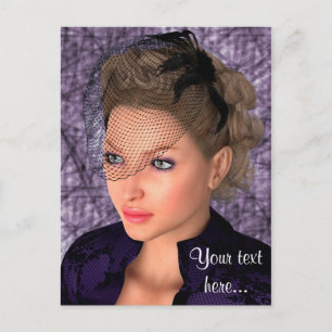 Lady in Lila Postkarte