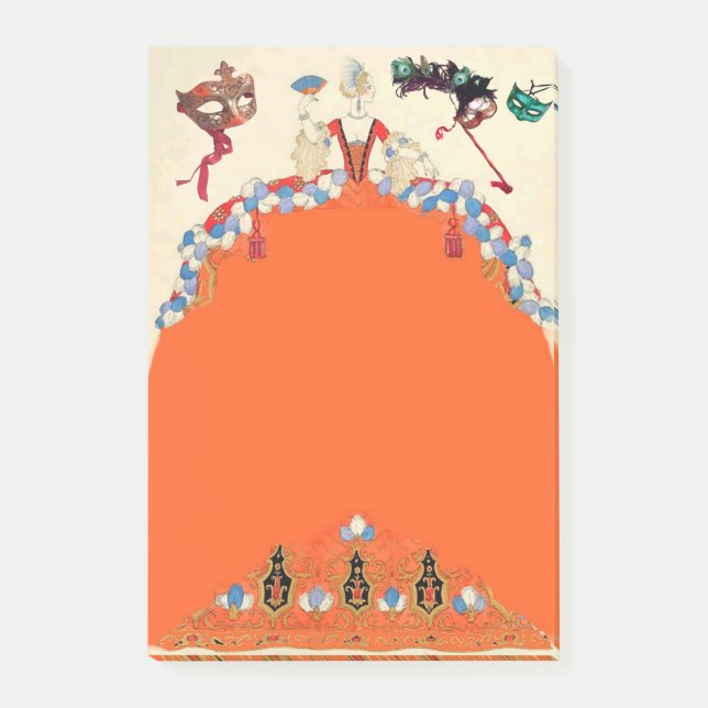 LADY IN ORANGE Mardi Gras Masquerade Ball Masken Post-it Klebezettel (Vorderseite)