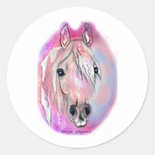 Lady in Pink Runder Aufkleber